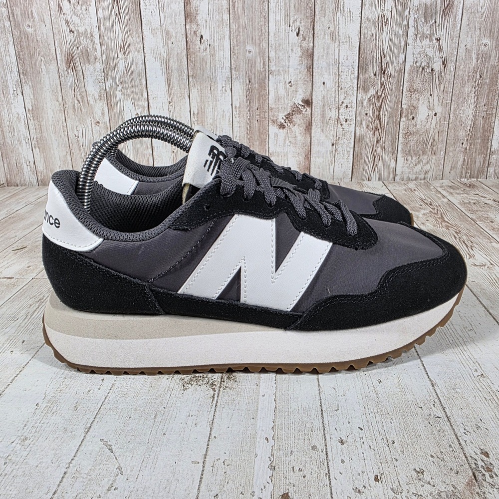 New Balance 237 Women Black Grey White Suede Platform Sneakers WS237NB Size 8.5